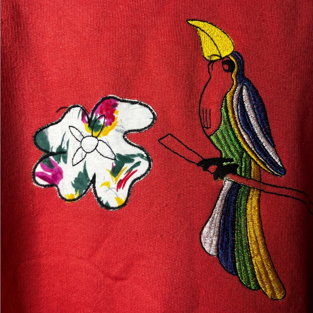 Red Toucan Bird Embroidered Sweatshirt - Picture 3 of 8